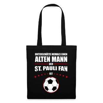 Alter Mann - St. Pauli Fan | Retro Vintage Design - Stoffbeutel - Schwarz - Vorne