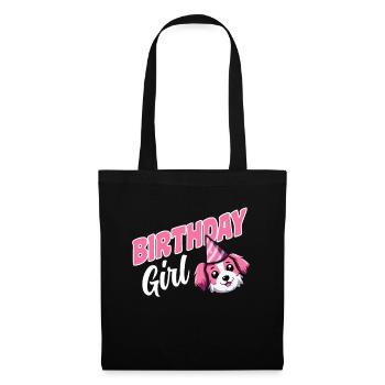 Chiens Anniversaire Joyeux Anniversaire Fille Chien Rose - Sac en tissu - noir - Devant