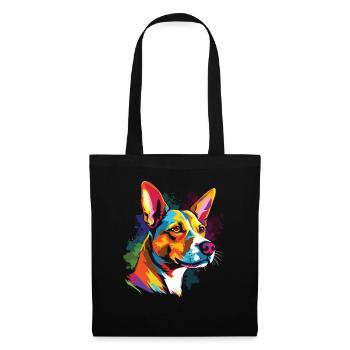 Wasserfarben Farbenfroher Basenji - Stoffbeutel - Schwarz - Vorne