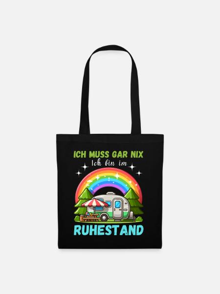 Ruhestand Rente Rentner Camping Campingplatz Natur - Stoffbeutel - Schwarz