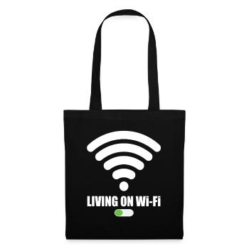Living On Wi-Fi Wifi Wifi Saying Internet Signal - Tote Bag - black - Front
