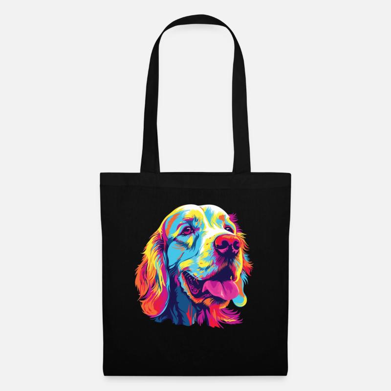 Wasserfarben Farbenfroher Clumber Spaniel - Stoffbeutel - Schwarz