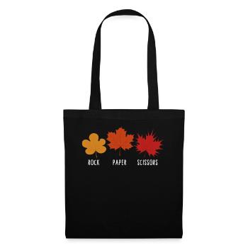 Ahornhemd, Schere, Stein, Papier, Ahornblätter, T-Shirt - Stoffbeutel - Schwarz - Vorne