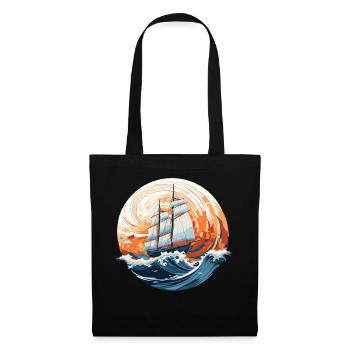 Sailing Boat Ocean Wave Pirate Ship Captain Boatin - Stoffbeutel - Schwarz - Vorne