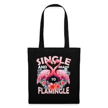 Floral Flamingo Couple Funny Valentines Day - Stoffbeutel - Schwarz - Vorne