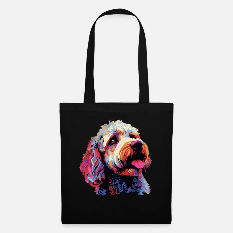 Wasserfarben Farbenfroher Lagotto Romagnolo - Stoffbeutel - Schwarz