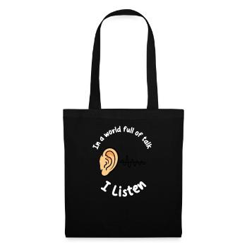 Psychologue Dans Un Monde Plein De Paroles, J’Écoute - Sac en tissu - noir - Devant
