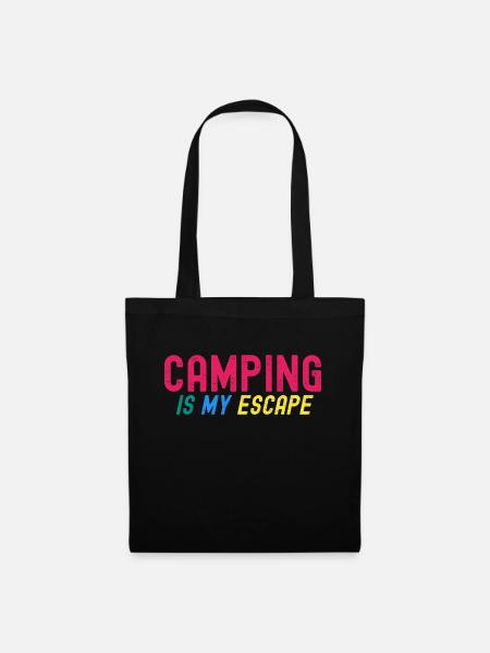 Camping ist meine Flucht - Stoffbeutel - Schwarz
