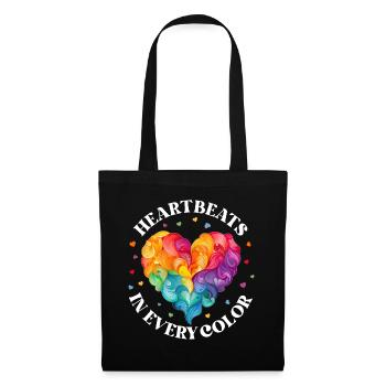 Colorful Rainbow Heart LGBT Valentines Day Pride - Stoffbeutel - Schwarz - Vorne