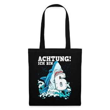 Requin du 6e anniversaire - Sac en tissu - noir - Devant