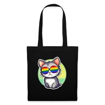 LGBTQ Katze - Stoffbeutel - Schwarz - Vorne