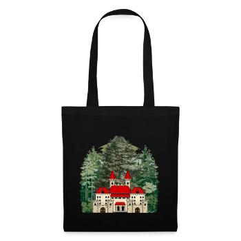 Burg Märchen Schloss Wald Festung Mittelalter - Stoffbeutel - Schwarz - Vorne