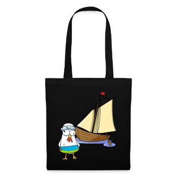 poulets, marins, bateau, mer, lac, voilier, ahoy, enfant - Sac en tissu - noir - Devant