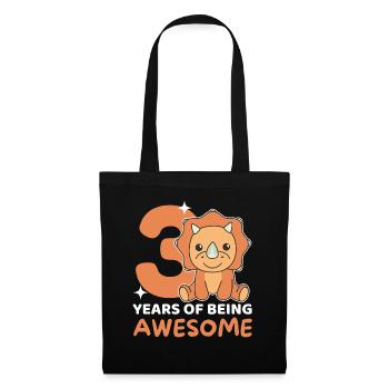 Triceratops for 3rd birthday children three years - Tote Bag - black - Front