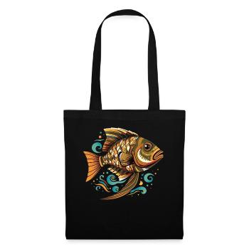 Retro Mandala African Cichlid Fish Keeper - Stoffbeutel - Schwarz - Vorne