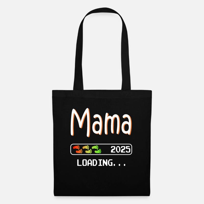 Mama 2025 loading werdende Mutter Schwangerschaft - Stoffbeutel - Schwarz