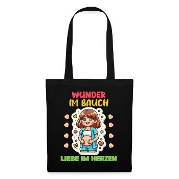 Wunder im Bauch Liebe im Herzen - Stoffbeutel - Schwarz - Vorne