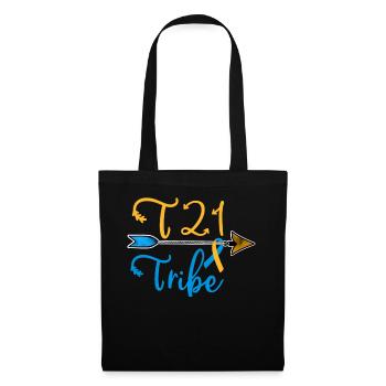 Down Syndrome Awareness Blue Yellow Ribbon T21 - Tote Bag - black - Front