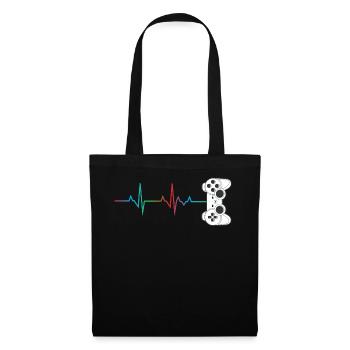 Gamer Heartbeat Controller Retro Video Game Lover - Tote Bag - black - Front