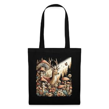 Cerf esthétique Cottagecore - Sac en tissu - noir - Devant