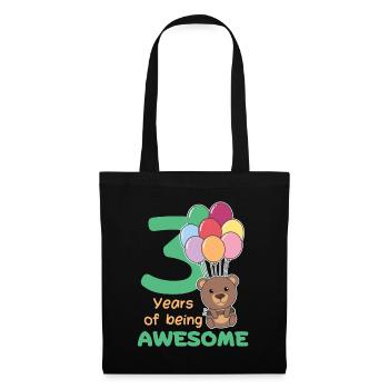 Bear for 3rd birthday children three years old - Tote Bag - black - Front