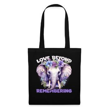 Cute Flower Crown Elephant Alzheimers Awareness - Stoffbeutel - Schwarz - Vorne