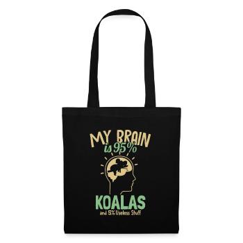 Mon cerveau est composé à 95% de Koalas Koalabear Eucalyptus Koala - Sac en tissu - noir - Devant