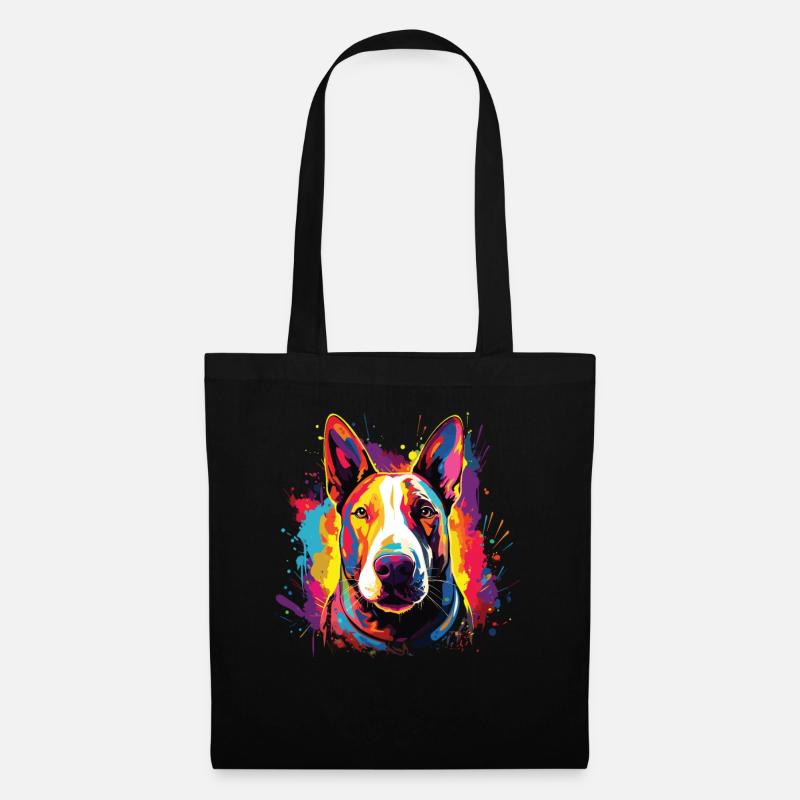 Wasserfarben Farbenfroher Bullterrier - Stoffbeutel - Schwarz