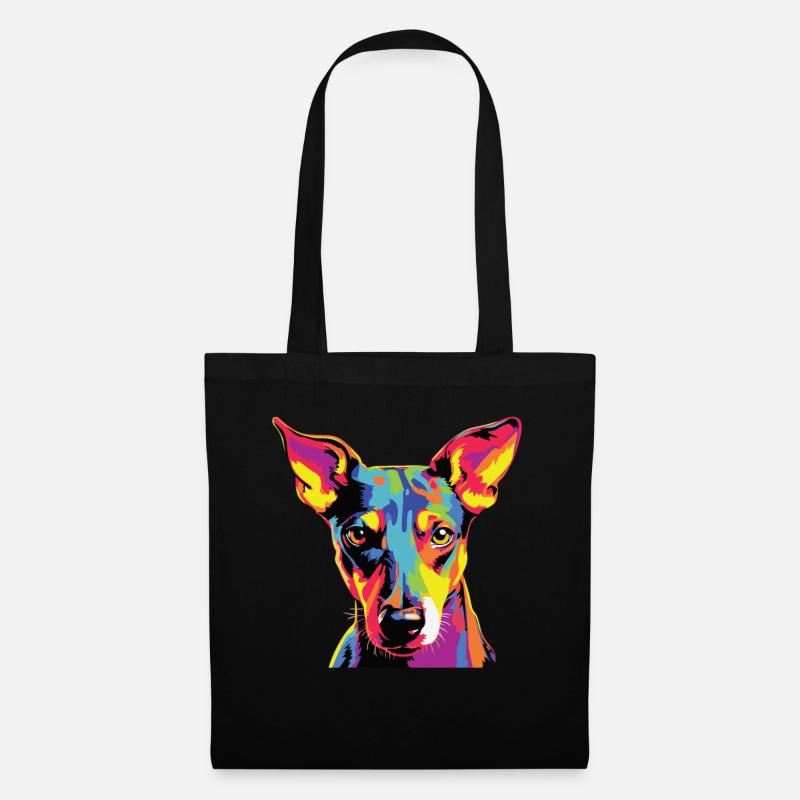 Wasserfarben Farbenfroher Glatthaar-Foxterrier - Stoffbeutel - Schwarz