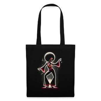 Fille avec afro dansant sur de la musique disco - Sac en tissu - noir - Devant
