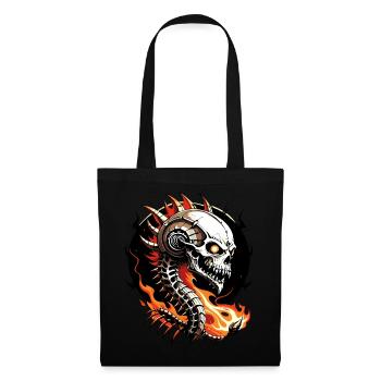 Drachen Skull // Totenkopf Drache // Feuer FS0035 - Stoffbeutel - Schwarz - Vorne
