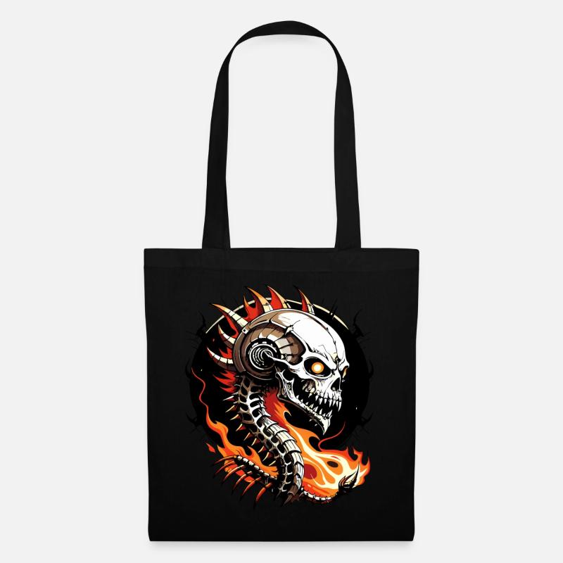 Drachen Skull // Totenkopf Drache // Feuer FS0035 - Stoffbeutel - Schwarz