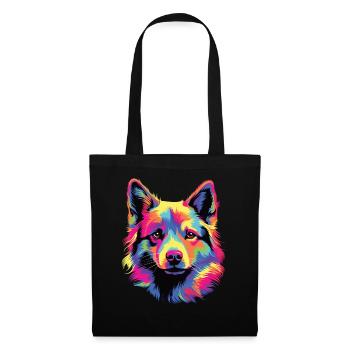 Wasserfarben Farbenfroher Norwegischer Buhund - Stoffbeutel - Schwarz - Vorne