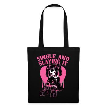 Single And Slaying It Proud Emo Girl Valentines Da - Stoffbeutel - Schwarz - Vorne