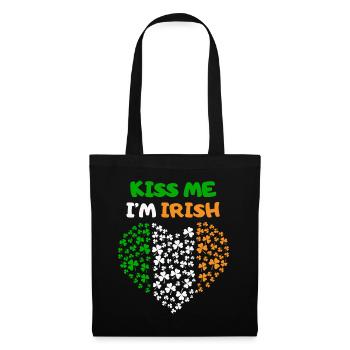 Fête de la Saint-Patrick Irlande coeur drapeau irlandais baiser - Sac en tissu - noir - Devant