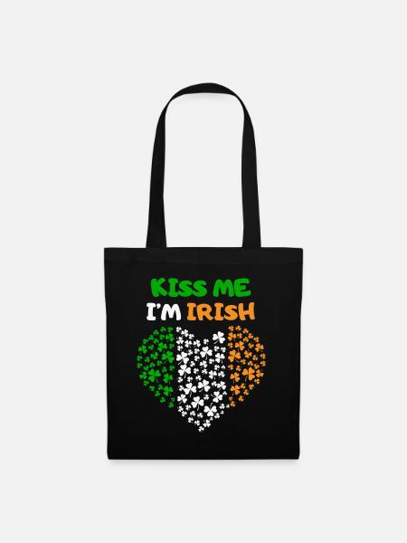 St. Patrick's Day Irland Herz Irische Fahne Kuss - Stoffbeutel - Schwarz