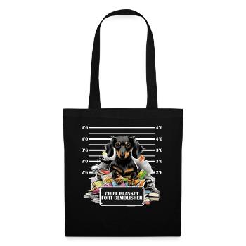 Funny Mug Shot Cute Dachshund Arrest Photo - Stoffbeutel - Schwarz - Vorne