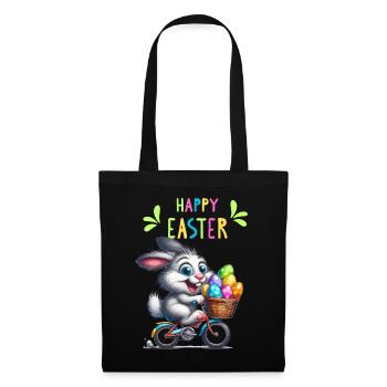 Lapin de Pâques Vélo Oeufs De Pâques Drôle Enfants - Sac en tissu - noir - Devant