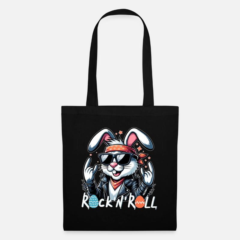 Osterhase Rock n Roll Ostereier Sonnenbrille cool - Stoffbeutel - Schwarz