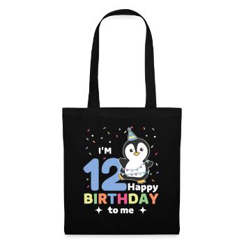 Pingouin pour les 12 ans pour les enfants de douze ans - Sac en tissu - noir - Devant