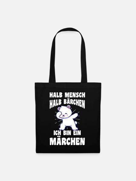 Halb Mensch Halb Bärchen - Stoffbeutel - Schwarz