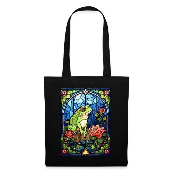Stained Glass Frog Vintage Mosaic Cottagecore - Stoffbeutel - Schwarz - Vorne
