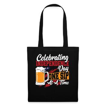 Merica Amerikanische Flagge Bierflasche 4. Juli - Stoffbeutel - Schwarz - Vorne
