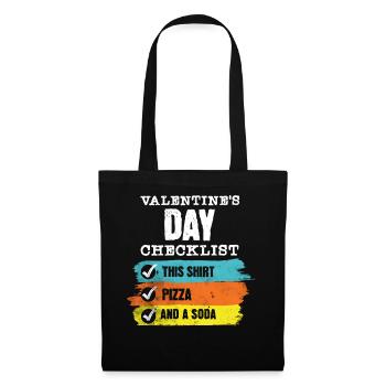 Valentines Day Checklist Pizza Date Night Single - Stoffbeutel - Schwarz - Vorne