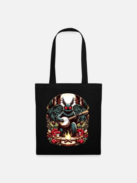 Mothman mit Gitarre - Stoffbeutel - Schwarz
