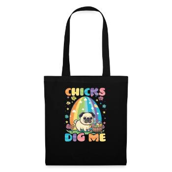 Christian Easter Chicks Dig Me Pug - Tote Bag - black - Front