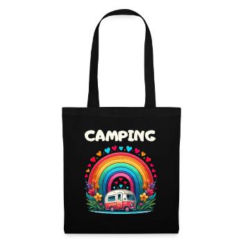 Camping Campsite Travel Caravan Rainbow - Tote Bag - black - Front