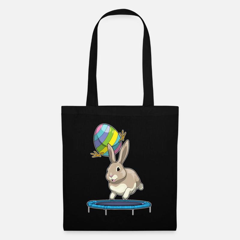 Hase Ostern Osterei Trampolin - Stoffbeutel - Schwarz