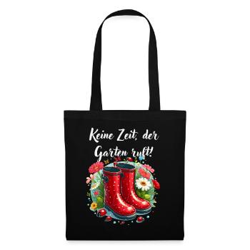 Garten Gummistiefel Gärtnerin Hobbygärtner Blumen - Stoffbeutel - Schwarz - Vorne