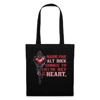 Emo Valentine Heart Key Gothic Alternative Rock Lo - Stoffbeutel - Schwarz - Vorne